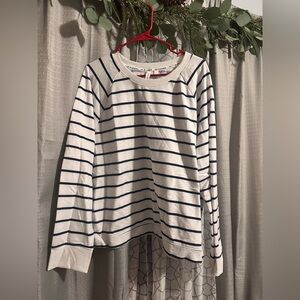 Blue and White Striped Crewneck